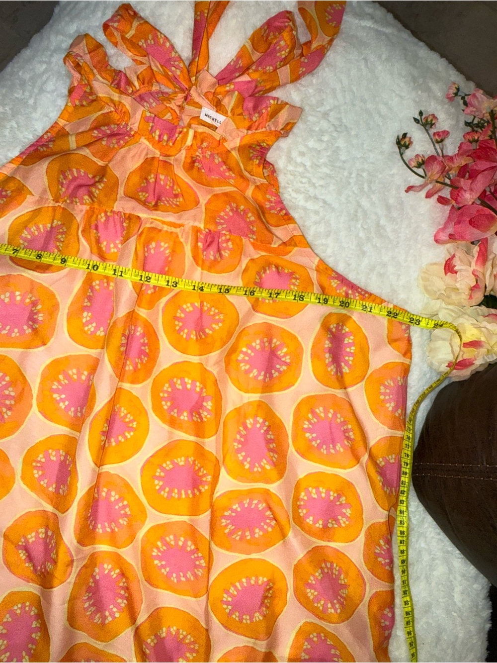 2 x 20$ Women's Orange & Pink Halter Blouse - Sleeveless Tie Neck Size L - Picture 2 of 5